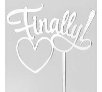 Finally Heart Silver Acrylic Engagement Wedding Graduation Cake Topper Silhouette