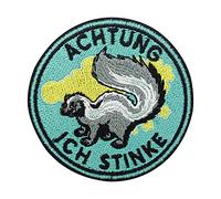Finally Home Achtung Ich Stinke Skunk Patch for Iron-On | Funny Patches, Funny Animal Iron-On Patches, Funny Baby Patches, Sew-On