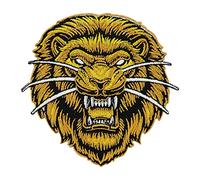 Finally Home Angry Lion Iron-On Patch | Medium Round Animal Embroidered Patch, Tiger Head Badge, 1 Piece