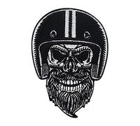 Finally Home Bearded Biker Skull Iron-On Patch | Leather Vests Iron On Patches, Biker Back Patches, Motorcycle Cowl Embroidery Patch, Ironable Patch, Badges