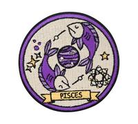 Finally Home Iron-On Patch Pisces Zodiac Sign Pisces Astrology Patches, Moon Stars Iron-On Patch