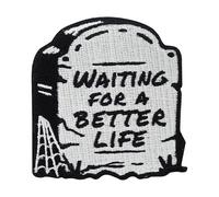 Finally Home Iron-On Patch Waiting for a Better Life Halloween Patches, Tombstone Iron-On Patches, Gothic Patch