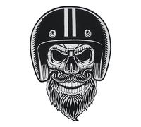 Finally Home Large Bearded Biker Skull Back Patch | Motorcycle Cowl Patches, Iron-On Patch, 1 Piece