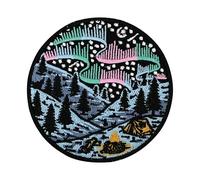 Finally Home Patch with Hook-and-Loop Closure - Polar Lights Camping in The Mountains | Forest Patches, Star Patches, Natural Patches, Outdoor Patch