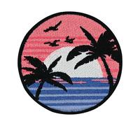 Finally Home Patch with Hook-and-Loop Closure - Sunset by The Sea | Beach Patches, Sun Patches, Palm Trees Patches, Badge Round, Water Patch