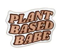 Finally Home Pink Iron-On Patch Plant Based Babe, Vegan & Fruit Themes, 1 Piece, 6.0 x 7.8 cm, Modern Style