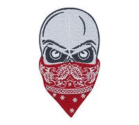 Finally Home Skull with Red Bandana Iron-On Patch | Patch Suitable for Leather Vests Iron on Patches, Skulls Embroidery Patch, Biker Skulls ironable Patch, Motorcycle Cowl Badges Finally Home