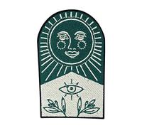Finally Home: The Sun Smiles Iron-on Patch | Moon Iron-on Patch, Stars Embroidery Patch, Eye Plants Adults Badge