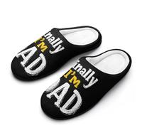 Finally I'm A Dad Flannel Slippers For Men Memory Foam Soft Warm Home Shoes Print 13-14（46-47）