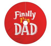 Finally I'm A Dad Funny Christmas Tree Skirt Red 36 Inches Xmas Tree Mat Funny Decor for Family Christmas Holiday