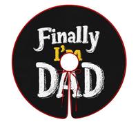 Finally I'm A Dad Funny Christmas Tree Skirt Red 36 Inches Xmas Tree Mat Funny Decor for Family Christmas Holiday