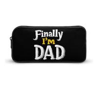 Finally I'm A Dad Print Pencil Pouch Cute Pen Case with Zippered Aesthetic Makeup Bag
