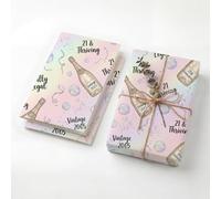Finally Legal 21st Champagne Birthday Wrapping Paper Folded Sheets, 120GSM Thick Kraft Wrapping Paper for Women, Iridescent 2005 Print Present Packaging for Daughter Girl, Two Pack