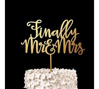 Finally Mr and Mrs Wedding Cake Topper Custom Keepsake Gold Acrylic Elegant Cake Toppers Unique for Birthday Wedding Baby Shower Party Anniversary Engagement Graduation