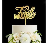 Finally Mr Mrs Cake Topper, Wedding Cake Topper ,Rehearsal Cake Topper,Anniversary Cake Topper,Best Wedding Party Supplies (Finally Mr Mrs), Gold