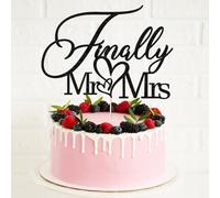 Finally Mr&Mrs Wedding Cake Topper, Elegant Cake Topper For Wedding Anniversary, Romantic Wedding Party Decorative Cake Toppers（Black）