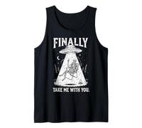 Finally Take Me with You Skeleton UFO Alien Abduction Tank Top