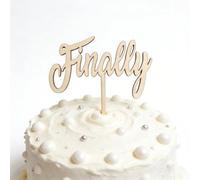 Finally Wedding Cake Topper,Wooden Engagement Cake Decorations for Bridal Shower Wedding Anniversary Party Decoration