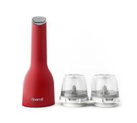 FinaMill USB Rechargeable Pepper Mill & Spice Grinder | Adjustable Coarseness, Ceramic Grinding Elements, One Touch Operation with LED Light | Includes 2 Quick-Change PRO Plus Pods | Sangria Red