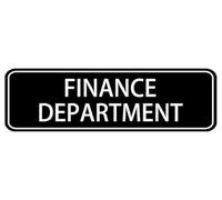 Finance Department Acrylic Sign For Office Door Wall Home And Business, Easy To Mount Informative Plastic Sign With Symbols 9"" X 3"", black