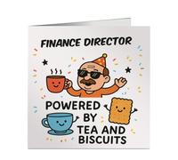 Finance Director Powered By Tea And Biscuits Funny Greeting Card - Birthdays Fathers day - Dad Grandad