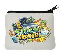 Financial Growth and Market Analysis Neoprene Coin Purse Pouch 10x11cm White