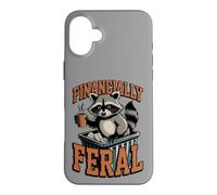 Financially Feral Raccoon Coffee and Cash Retro Case for iPhone 16 Plus