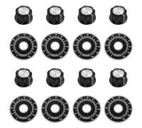 FINBe 8PCS Guitar Pedal Knobs Scale Plates Audio Electric Guitar Bass Screw Type 0-100 Ratio Table Knob A03