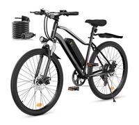Finbike EB3/M10 Electric Bike Adults, 26" Electric Mountain Bicycle with Removable Battery, 60KM Max Range, 3H Fast Charging, 5 Speed Levels & 7-Speed Derailleur, 150KG Capacity Ebike