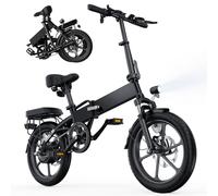 Finbike U3 Electric Folding Bike, 16 inch Portable Electric Bicycle, 2.5H Fast Charge Ebike, 25KM/H & 55KM Range, 3 Riding Modes, Front Shock Absorber, Foldable E-bike for Adults/Teens