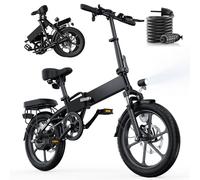 Finbike U3 Electric Folding Bike, 16 inch Portable Electric Bicycle, 2.5H Fast Charge Ebike, 25KM/H & 55KM Range, 3 Riding Modes, Front Shock Absorber, Foldable E-bike for Adults/Teens