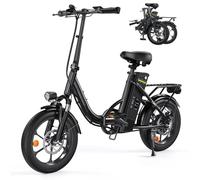 Finbike U4 Electric Bike, 16" Portable Electric Bicycle with Removable Battery, 60KM Max Range, 3 Riding Modes, Front Shock Absorber, Foldable E-bike for Adults/Teens