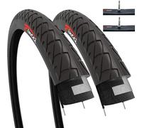 Fincci Set Slick Bike Tyres 26 x 2.126 with 2x Inner Tube Presta - Pair Foldable Bicycle Tyres 54-559 Tyre for Cycle, Road,Mountain, MTB Bicycle - Appropriate for City Ride Pack of 2