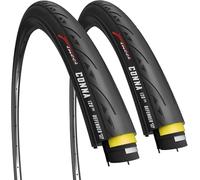 Fincci Slick 700 x 25c Road Tyres - Pair Foldable with Kevlar Bead 700c Tyres 25-622 with 1mm Nylon Puncture Proof 120 TPI - 28 inch Bike Tyres for Carrera, Racing, Gravel bikes