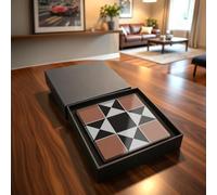 Finchley Pattern Glass Coaster Square Tempered Glass Elegant Geometric Design Modern Home Decor Housewarming Gift Desk Bar Accessory (Gift Box Packgaing)