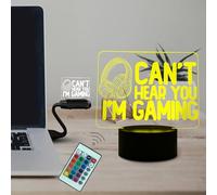Fincoly Headphones 3D Cool Style Illusion Night Light Creative Game Table Decoration “Can't Hear You I'm Gaming”Sign Light with Remote Control 16 Colors LED Lamp Birthday Christmas for Kids boy Girl
