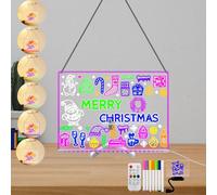 Fincoly LED Note Board with Hanging Chain, 15 x 12 7 Color Change Light up Acrylic Dry Erase Board with Stand,Switch Remote Control 4 Mode Dimming Timer,7 Markers Wall Mount Drawing to do List Menu