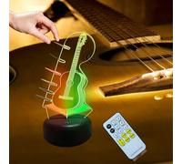 Fincoly Light Up Guitar Pick Holder Stand Bass amp electric guitar Pick Storage Display 3D Night Light Two-Tone Color 7 Change Touch Remote Control USB Battery Powered Music Accessories Organizer