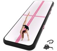 FINCOME Inflatable Gymnastics Air Mat Tumble Track Mats for Home with Pump | 10/13/16/20ft Tumbling Mat for Training Cheerleading Yoga Home 4”/6” Thick Air Mat Indoor Outdoor Waterproof Durable Pvc