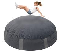 FINCOME Round Crash Mat 4FT/5FT Kid Sensory Pads with Epe Foam Gray Circle Crash Mat with Soft/Washable Cover Sensorys Tool for Climbing Wall Playroom School Sensory Therapy