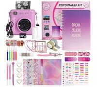FINcredible Photomaker Kit - Instant Print Camera for Kids Plus DIY Journal Kit for Girls - 150 Pcs Tween Journal & Camera for Girls - 6 7 8 9 10 11 12 13 14 Year Old Girl (Lilac)