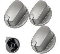 FIND A SPARE Control Knob Button Switch for Indesit Cooker Oven (Silver/INOX) (Pack of 3)