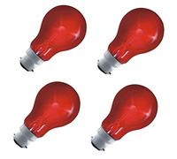 FIND A SPARE Fireglow Light Bulbs 60W BC/B22 Red Glow GLS Incandescent Lamps Pack of 4