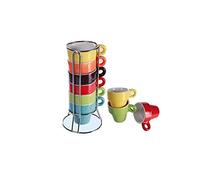 Find A Spare Small Espresso Cups Set Tea Mugs 60ML Stackable Set of 6 Coffee Cup with Cups Stand