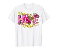 Find Hope Cure Leopard Pink Ribbon Breast Cancer Awareness T-Shirt