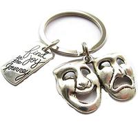 Find Joy in the Journey Comedy Tragedy Mask Theatre Keychain,gift for mom, gift for teen (2)