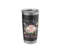 Find Joy in The Little Things Cute Floral Spring Affirmation Stainless Steel Insulated Tumbler