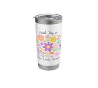 Find Joy in The Little Things Cute Floral Spring Affirmation Stainless Steel Insulated Tumbler