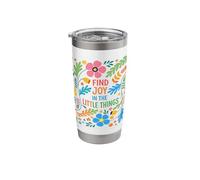 Find Joy in The Little Things Cute Floral Spring Affirmation Stainless Steel Insulated Tumbler