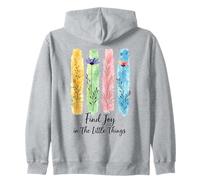 Find Joy In The Little Things Cute Floral Spring Affirmation Zip Hoodie